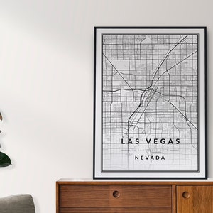 LAS VETAS City Map DRUCKBARE Schwarz und Weiß Kunst Wand Poster Minimalistische Büro Dekoration USA Nevada Amerika Digitale Datei