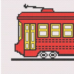 New Orleans Streetcars Cross Stitch Pattern: Canal & St. Charles Lines