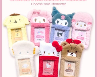 Sanrio Fluffy Plush Photocard Holder Keychain –& ID Toploader Case | Hello Kitty My Melody Kuromi