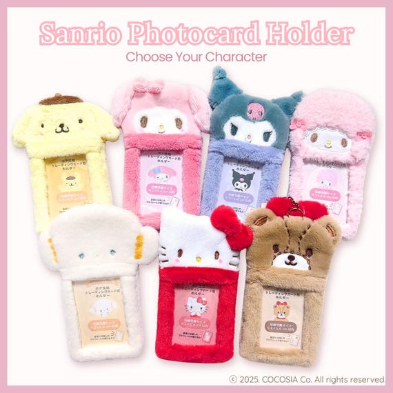 Sanrio Fluffy Plush Photocard Holder Keychain –& ID Toploader Case