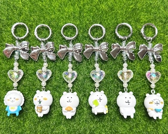 Nagano no Kuma Beaded Keychain | Cute Kawaii Bear Charm | Japanese Cartoon Figure Bag Accessory | Handmade Character Keyring