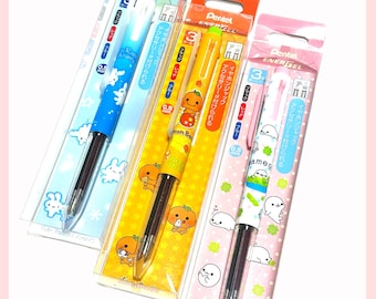 San-X Universe Character EnerGel 3 Color Ballpoint Pen | Mamegoma Twin Rabbit Angels Mikan Bouya | Select Design