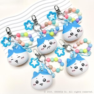 Chiikawa Friends Hachiware squishy keychain cute keychain kawaii keychain Japanese Cartoon Character Bag charm Beaded Keychain Expressions