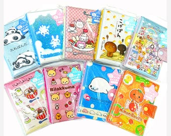 San-X Funi Funi Sticker Binder | Rilakkuma Mamegoma Tarepanda Twin Rabbits | Kawaii Sticker Album | Select Design