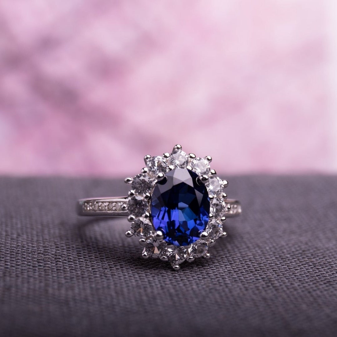 Natural Blue Sapphire Ring in Sterling Silver Engagement - Etsy