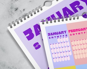 2025 Monochromatic Wall Calendar | Colorful Wall Calendar | Dorm Calendar | Art Calendar | Hand Designed | Geometric Calendar | Risograph