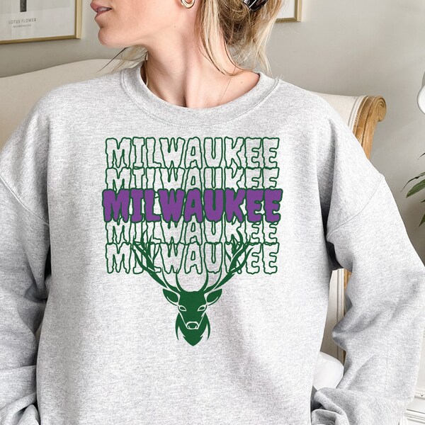 Milwaukee Basketball Team: NBA Throwback Crewneck, Bucks Oversized Sweatshirt - Perfect gift for Bucks Fans