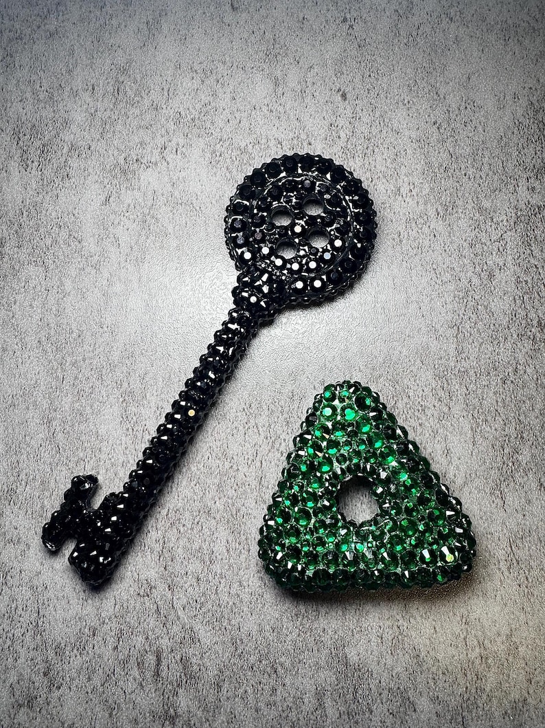 Coraline Skeleton Key Replica - Rhinetstoned or Regular Rhinestone Key+Stone