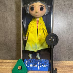 Coraline Doll Replica NECA Brand New Never Been Opened With Jade Seeing Stone and Button Skeleton Key