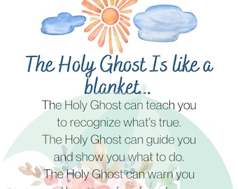 The Holy Ghost is like a blanket poem card digital download LDS baptism gift Primary Printable, boy, girl, gender neutral