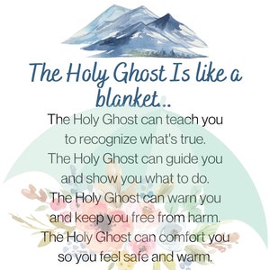 The Holy Ghost is like a blanket poem card digital download LDS baptism gift Primary Printable, boy, girl, gender neutral