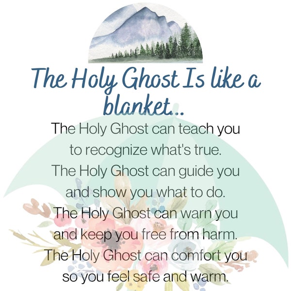 The Holy Ghost is like a blanket poem card digital download LDS baptism gift Primary Printable, boy, girl, gender neutral