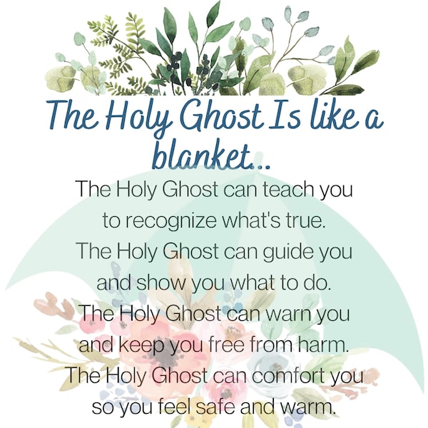 The Holy Ghost is like a blanket poem card digital download LDS baptism gift Primary Printable, boy, girl, gender neutral