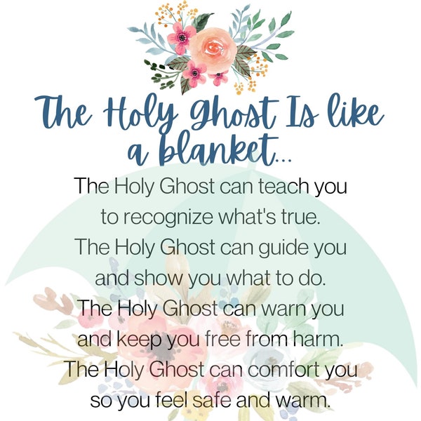 The Holy Ghost is like a blanket poem card digital download LDS baptism gift Primary Printable