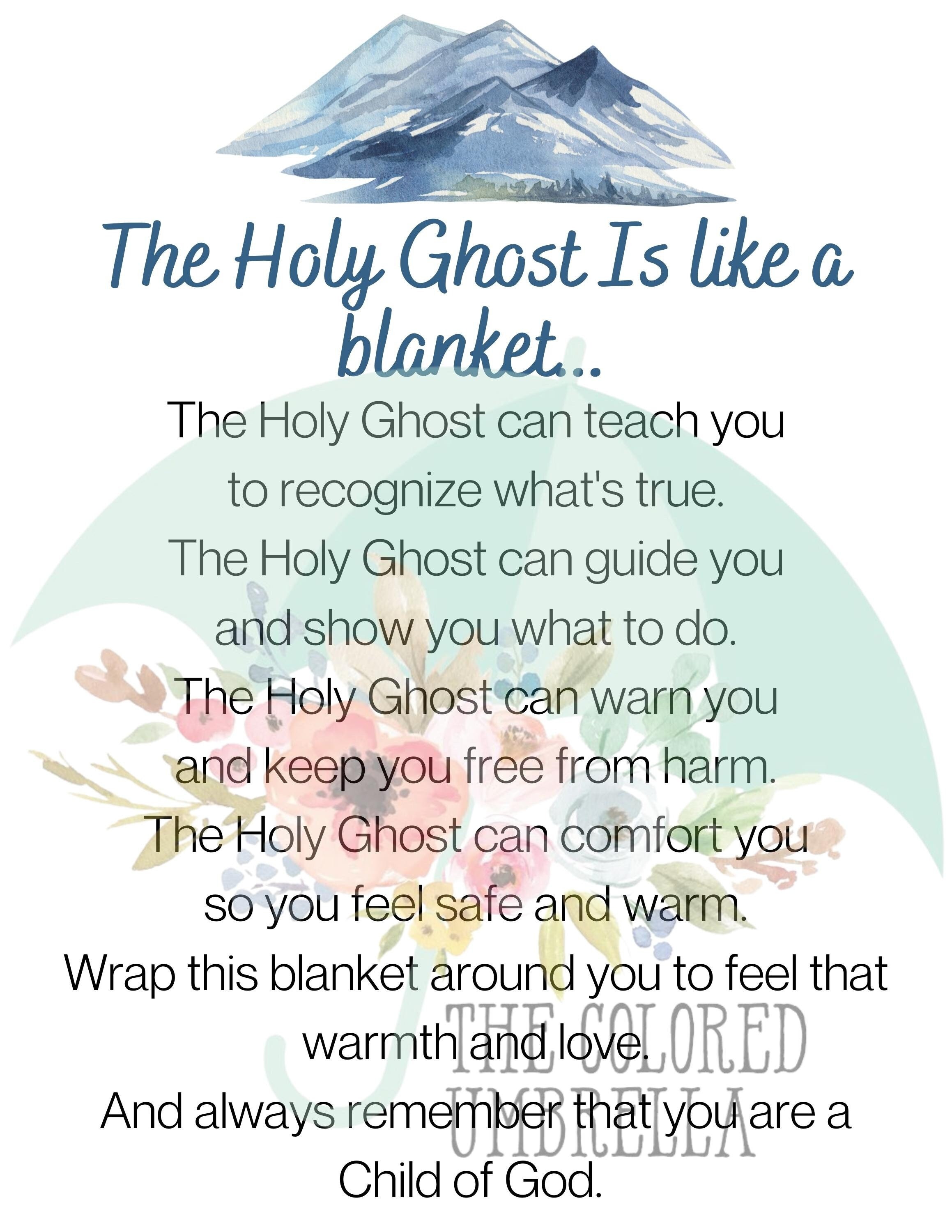 The Holy Ghost is Like a Blanket Poem Card Digital Download LDS Baptism ...