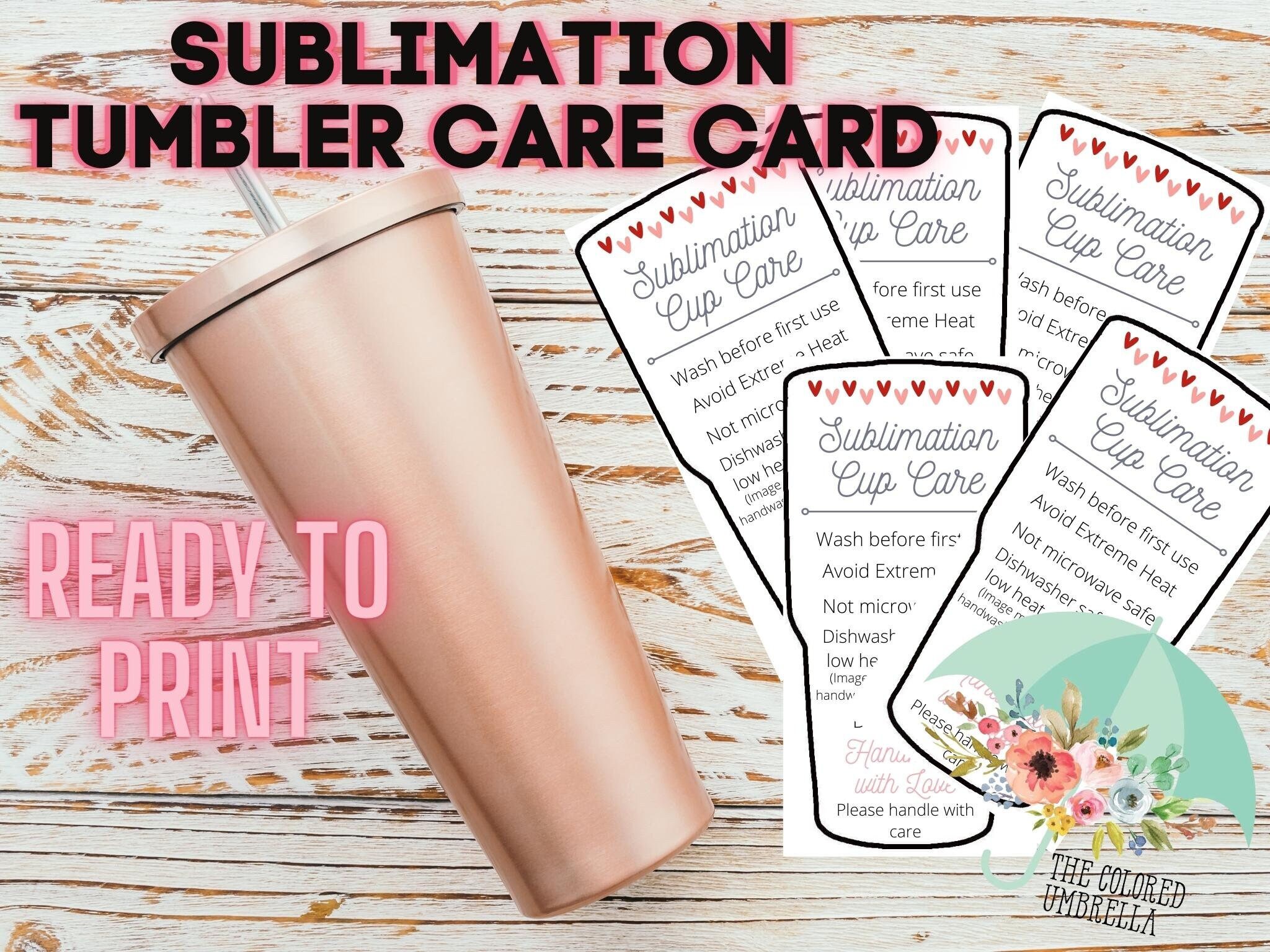 Tumbler Cup Care Instructions Card, Mug, Small Business Supplies