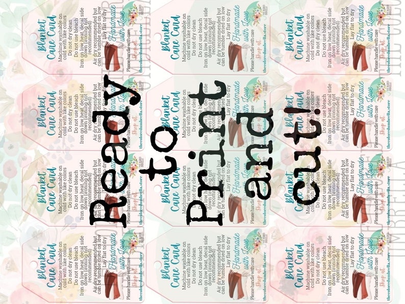 Blanket Care Card Digital Download Ready to Print, Cute, Sublimation