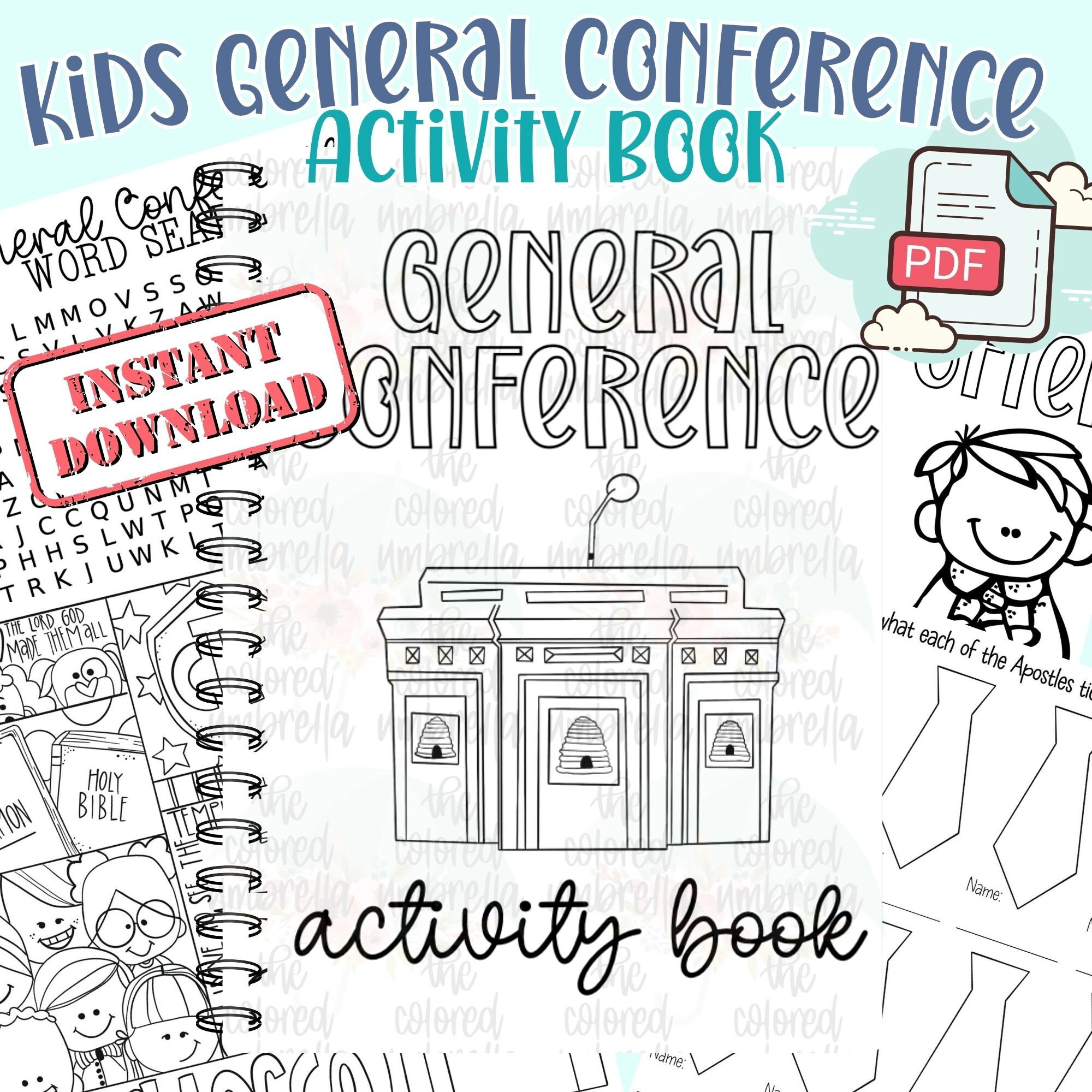General Conference Kids Activity Coloring Book LDS Girls Boys Toddlers ...