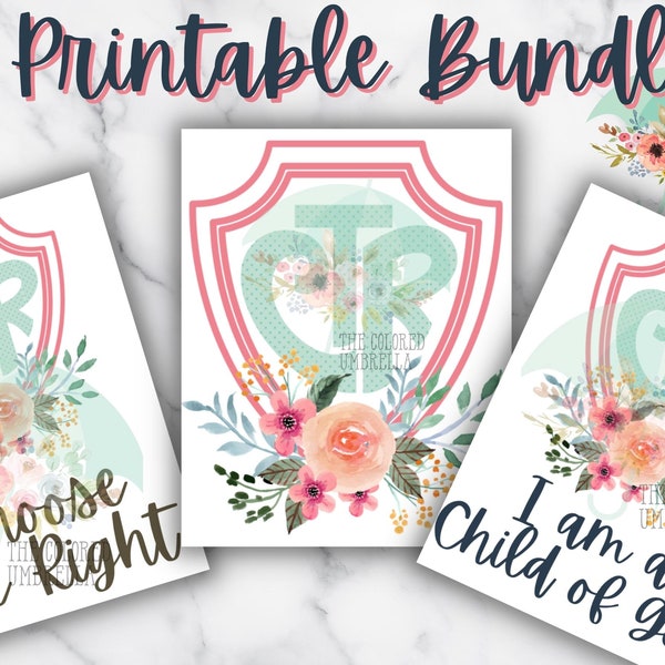 I am a Child of God and Choose the Right 3 printable Bundle, LDS, Gift, Printable, Digital Download, Girl decor, Rainbow, floral