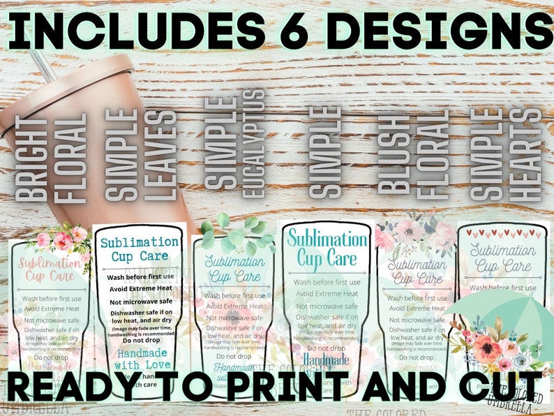 BUNDLE Sublimation Tumbler Care Card Digital Download Ready to Print