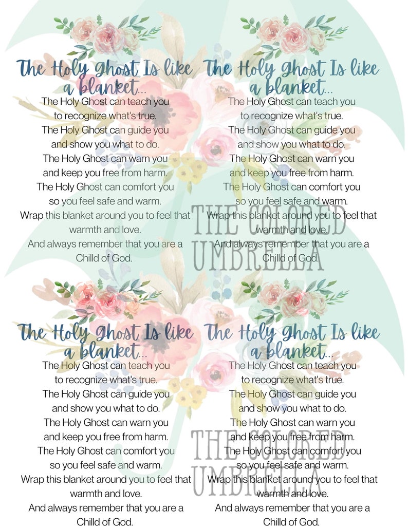 The Holy Ghost is Like a Blanket Poem Card Digital Download - Etsy
