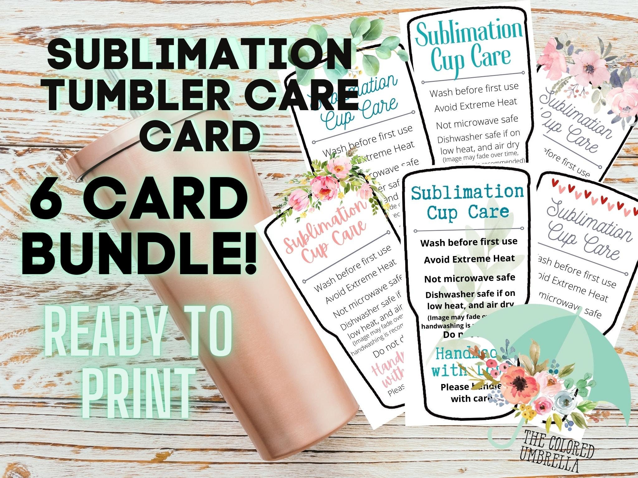 Tumbler Care Cards READY TO PRINT, Instructions Card, Tumbler Instructions,  Cup Care, Printable, Customer Reminder, Digital Files