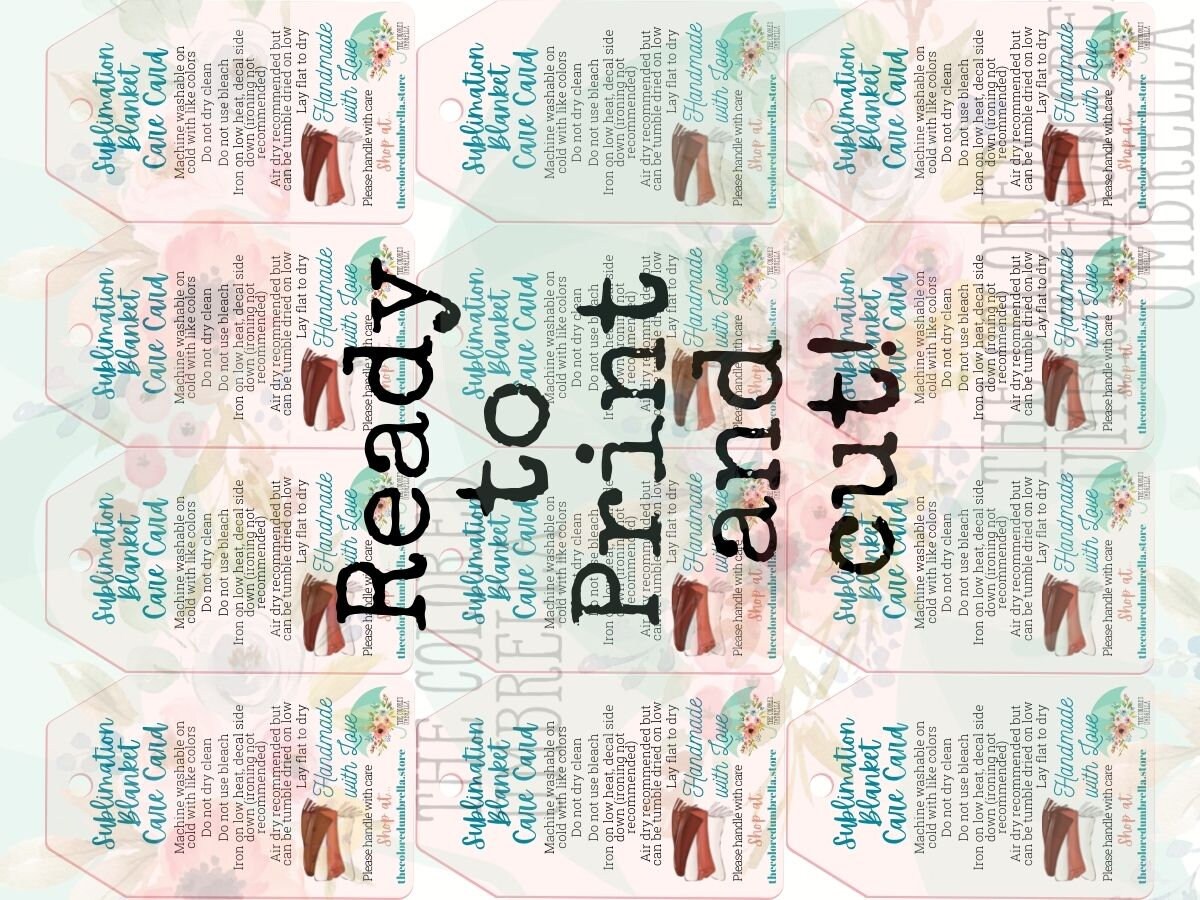 Sublimation Blanket Care Card Digital Download Ready to Print, Cute