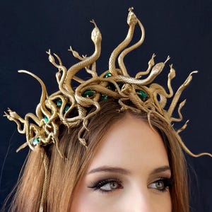 Corona di Medusa Serpente per Halloween — Copricapo da Gorgone fatto a mano, colore personalizzabile