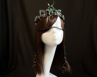 Medusa headpiece with face chain Snake tiara Medusa head piece Festival headpiece Snake headpiece Snake crown meduse Serpent crown