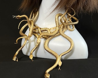 Medusa necklace and Medusa headpiece, Medusa Gorgon costume, Snake necklace