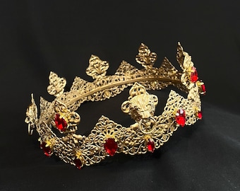Lion king crown mens crown, festival crown male, medieval crown, coronation crown, prom crown, baroque crown