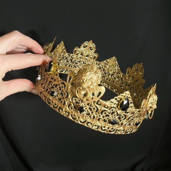 Lion king crown for men many colors, medieval crown, coronation crown, prom crown, baroque crown, festival crown male