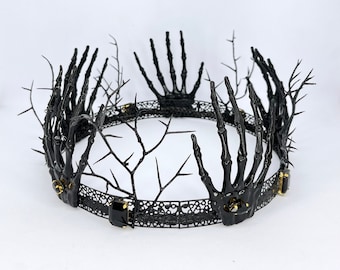 Skeleton king crown for men, gothic crown, sugar skull crown, death skull crown, evil queen crown, dark crown, skull headpiece
