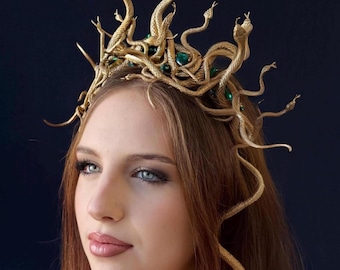 Medusa Gorgon Crown Gold, Snake Headpiece