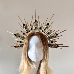 Goddess crown, halo crown, sun headband, sun crown, celestial crown, gold halo crown, sun goddess headpiece, sun halo crown headpiece image 6