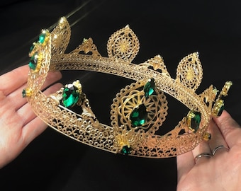 Corona da re per uomo, corona reale in oro, corona da costume medievale, corona da festa, copricapo da festival, corona personalizzata