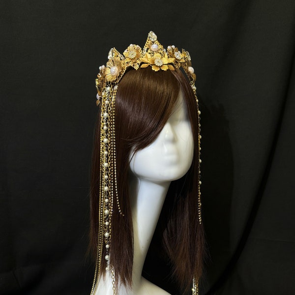 Fairy crown, Celestial headpiece, Prom crown, Elf crown, Elven tiara, Festival headdress, Bridal crown, Wedding headpiece, Celestial tiara
