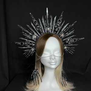 Skeleton crown, evil queen crown, death skull crown, sugar skull crown, gothic crown, skull headpiece, goddess crown, halloween crown