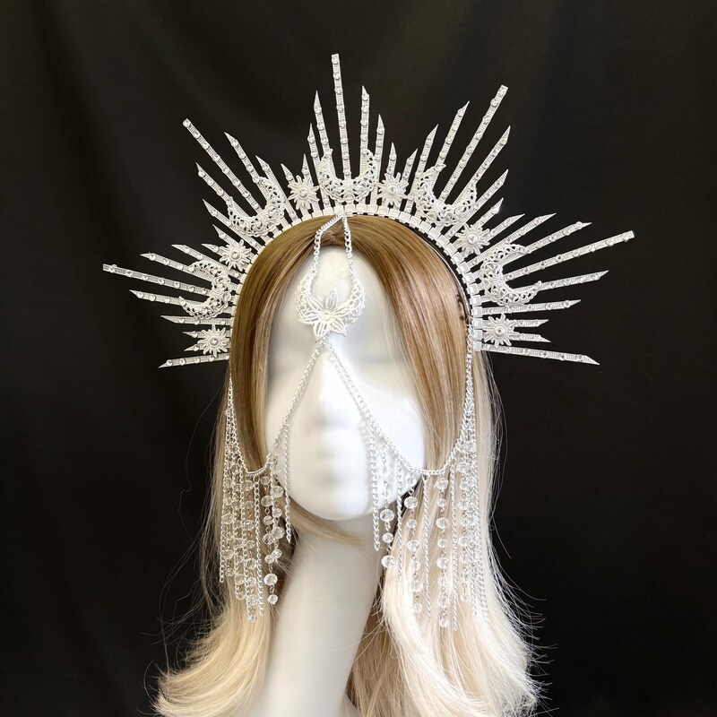 Couronne/Diadème En Verre Teinté Or Style Baroque - Pour Burning Man, Festivals Ou Déguisements éthérés