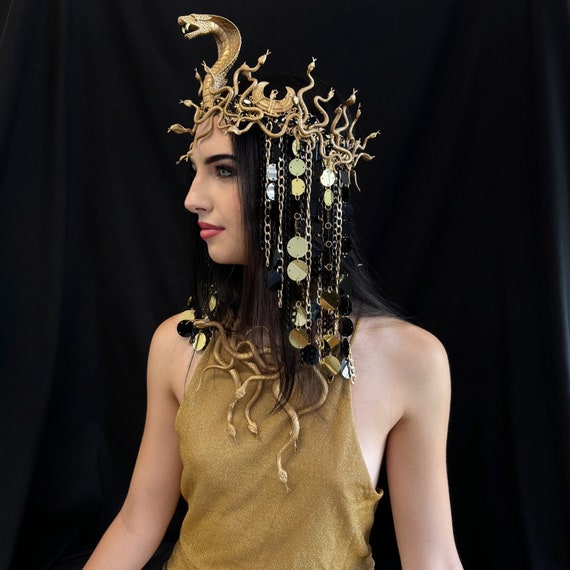 Black Gold Egyptian Headdress Goddess Headpiece Snake King Hat Halloween Costume Black Gold Egyptian Headdress Goddess Headpiece Snake King Hat Halloween Costume