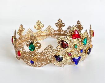 Corona colorata per parata, corona LGBTQ Pride, corona del re, corona arcobaleno, corona per spettacolo di drag, evento Pride, corona Drag Queen