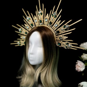 Goddess crown, halo crown, sun headband, sun crown, celestial crown, gold halo crown, sun goddess headpiece, sun halo crown headpiece image 3