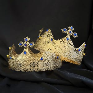 Couples wedding crowns for bride and groom, Orthodox ceremony crowns custom size, Wedding crown set for couple, Orthodox wedding crowns