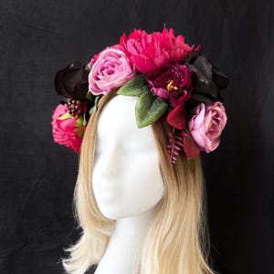 Day of the dead headband, Mexican flower crown, Dia de los Muertos flower headband, La Catrina crown, Frida Khalo headpiece