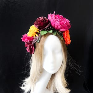 Mexican Flower Crown, Day of the Dead Crown, Día de los Muertos Hair Crown, La Catrina Crown, Sugar Skull Tiara, Halloween Costume Headpiece