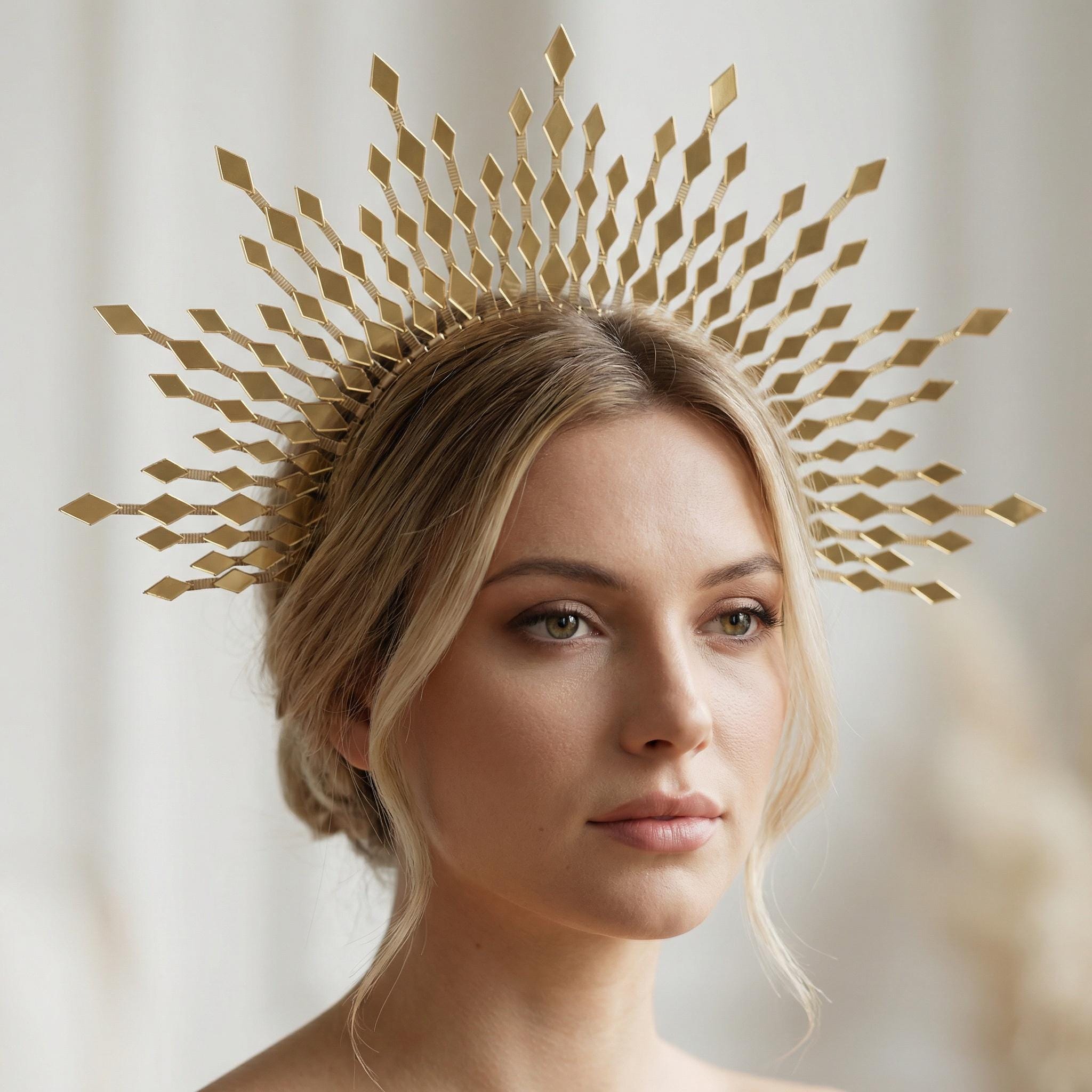 Goddess Mirror Glass Geometric Halo Disco Crown Headpiece Festival Headband il_fullxfull.5466199864_me8a.jpg main image 2
