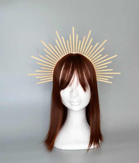 Handmade Gold Sunburst Halo Crown: Goddess Headpiece - Etsy display picture 1
