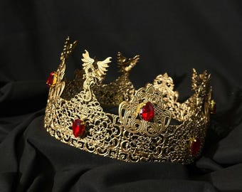 Dragon crown, king crown, festival crown, gothic men&#39;s crown, medieval crown, coronation crown, male crown, prom crown, renaissance crown