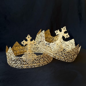 Orthodox wedding crowns, Couples wedding crowns custom size, Bridal crowns set, Eastern Orthodox crowns cross, Greek wedding crowns handmade