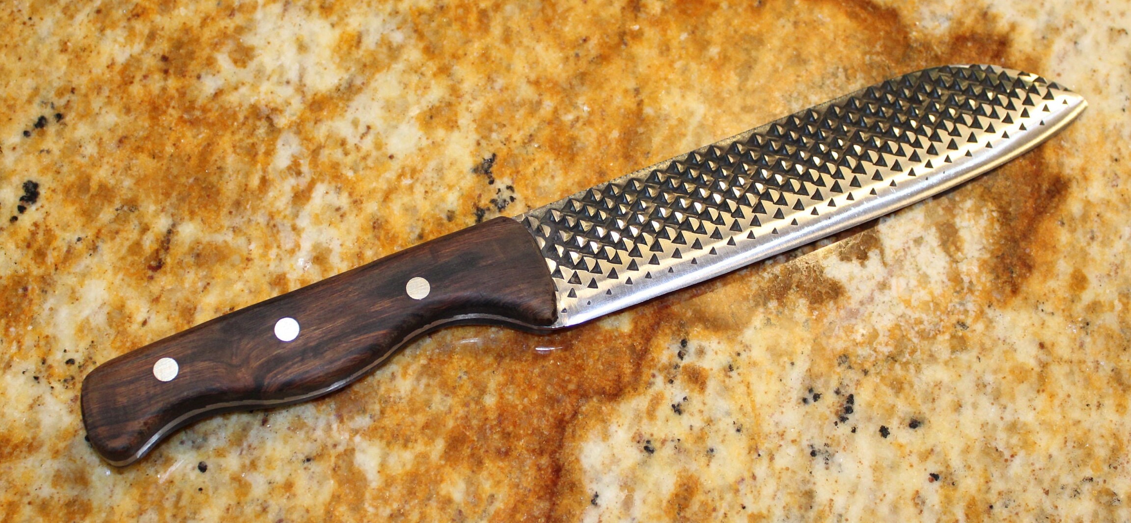 Hand farrier rasp curved blade survival knife with file guard